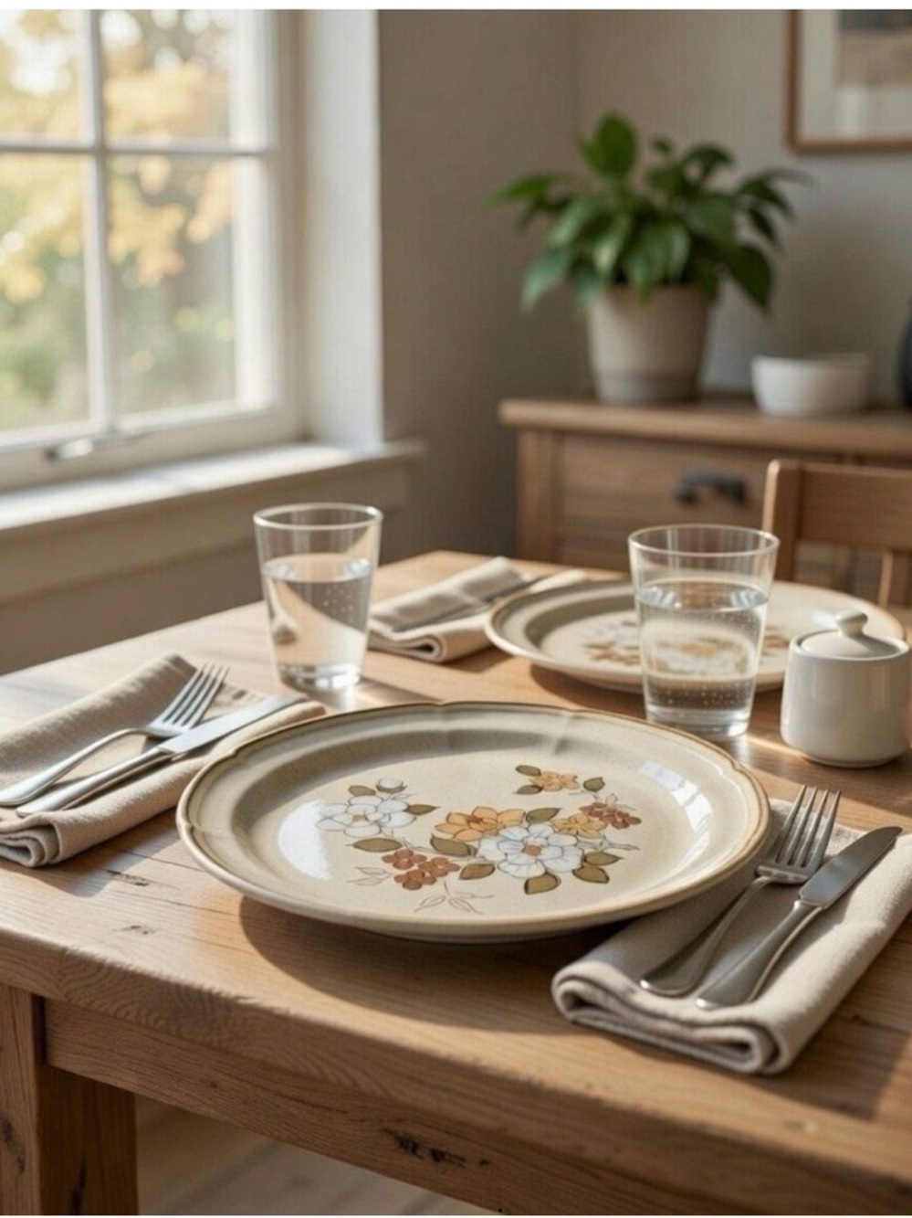 Crown Manor 2 Dinner Plates Vintage Autumn Blossom - 10.5” Handpainted